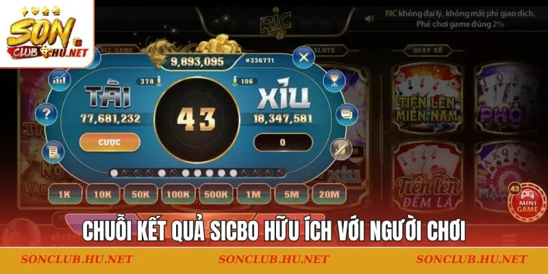 Chuỗi kết quả sicbo hữu ích với người chơi